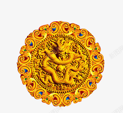 龙行雕刻png免抠素材_新图网 https://ixintu.com 盘龙 金色 门匾 雕刻 黄金