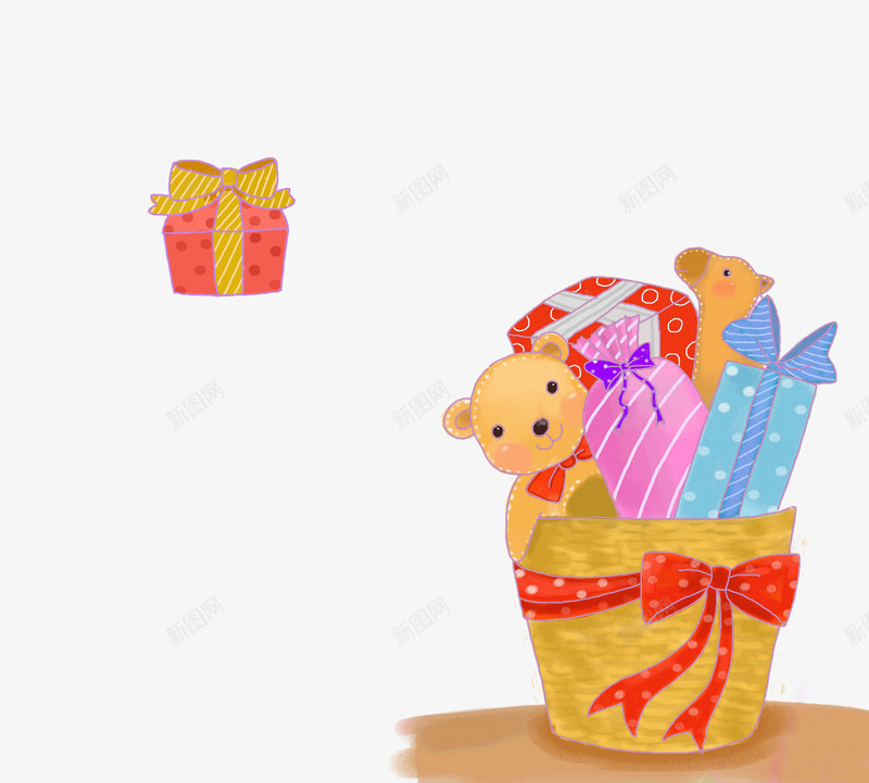 卡通礼品盒psd免抠素材_新图网 https://ixintu.com 卡通 彩色 手绘 礼品盒