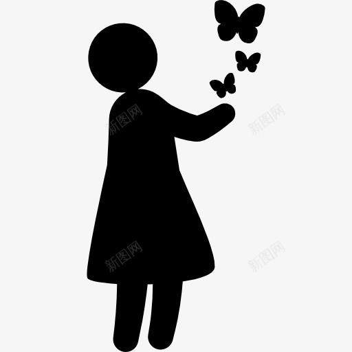 女孩与蝴蝶图标png_新图网 https://ixintu.com 人 人的剪影 儿童 女人 女孩 女性 家庭的图标 蝴蝶