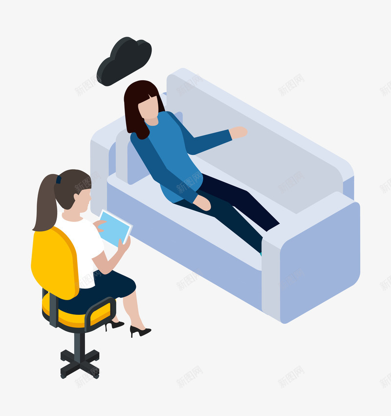手绘聊天的女人图png免抠素材_新图网 https://ixintu.com 凳子 卡通手绘 女性 水彩 沙发 聊天 躺着的女人