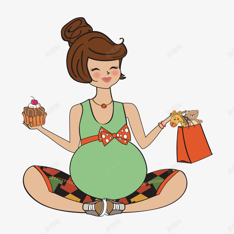 给宝宝购物的妈妈矢量图ai免抠素材_新图网 https://ixintu.com 卡通 妇女女性 平面设计 幸福 快乐 手绘 时尚 购物 矢量图