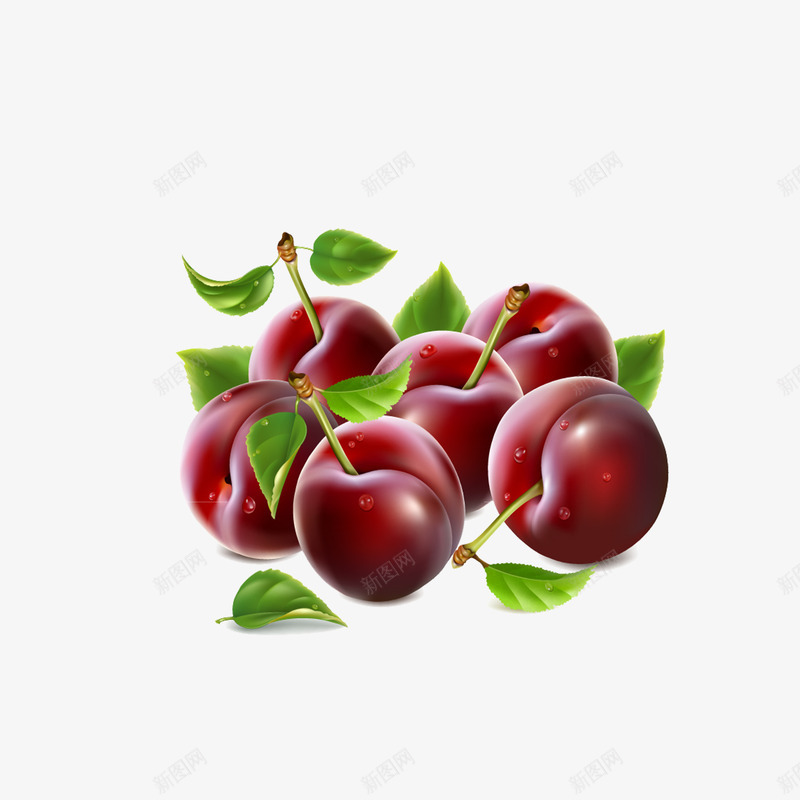 手绘车厘子png免抠素材_新图网 https://ixintu.com 樱桃 水果 逼真 食物