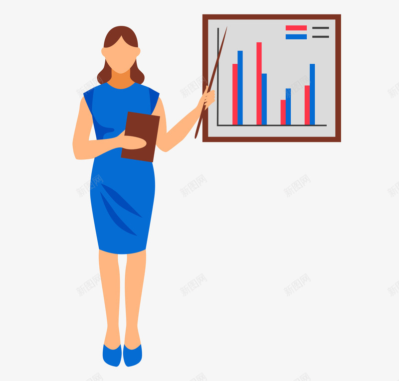 卡通女性领导png免抠素材_新图网 https://ixintu.com 卡通 白领 蓝色 裙子 领导 领导力
