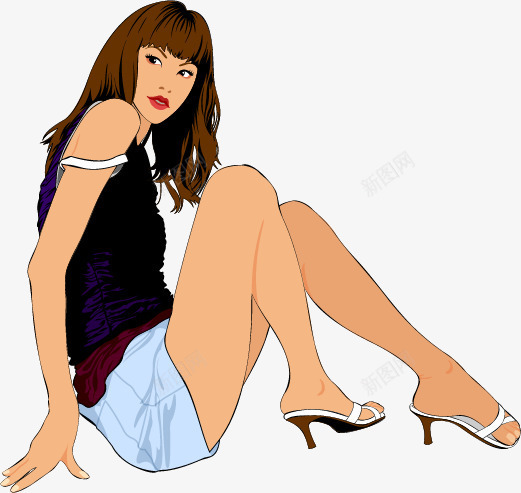 坐着的女人png免抠素材_新图网 https://ixintu.com 卡通 坐着 坐着的女人 女人 女性 手绘 美丽
