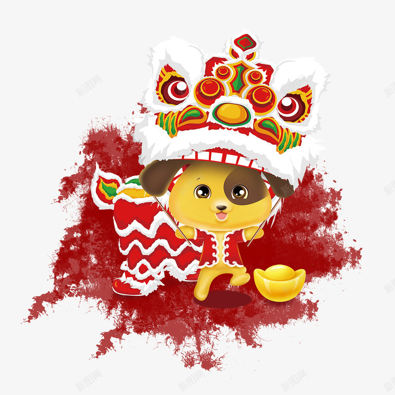 红色狮子庆祝png免抠素材_新图网 https://ixintu.com 喜庆 大吉 庆祝 狗年 狮子 眼神 红色 纹理 黄色 黄金