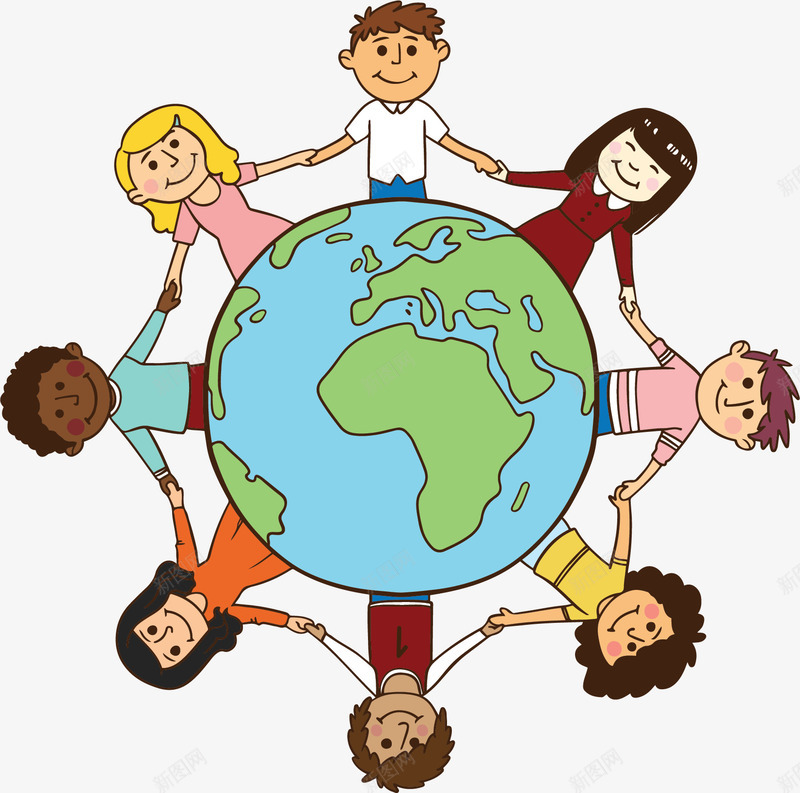 手绘卡通地球和平日矢量图ai免抠素材_新图网 https://ixintu.com 世界和平 世界大同 和平日 国际和平日 手拉手的人 矢量png 矢量图 蓝色地球
