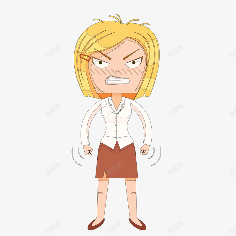 卡通生气的女性商务人士矢量图ai免抠素材_新图网 https://ixintu.com 人物设计 卡通 可爱 商务人士 女性人物 扁平化 矢量图
