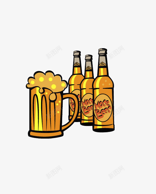 啤酒瓶png免抠素材_新图网 https://ixintu.com 啤酒 酒类 酒精 黄色