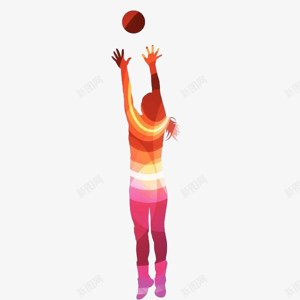 女运动员打排球剪影png免抠素材_新图网 https://ixintu.com 剪影 女性 女运动员打排球剪影 彩色 排球手