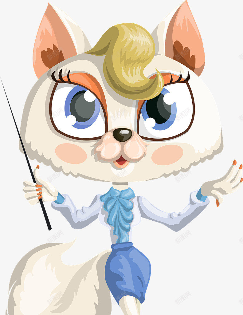 时尚的猫咪老师png免抠素材_新图网 https://ixintu.com 动物 大眼睛 女性 职业