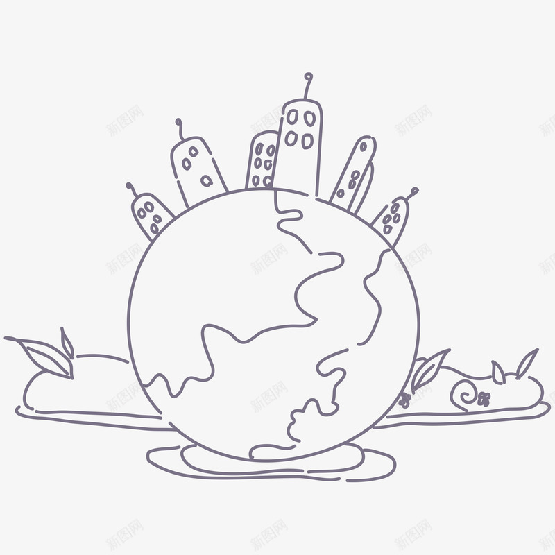 卡通手绘线条地球png免抠素材_新图网 https://ixintu.com 创意 动漫动画 卡通手绘 精美 线条地球 艺术
