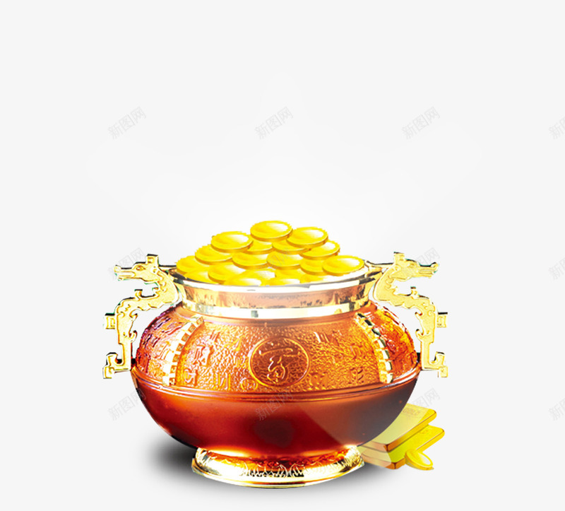 聚宝盆png免抠素材_新图网 https://ixintu.com 中国风 聚宝盆 黄金