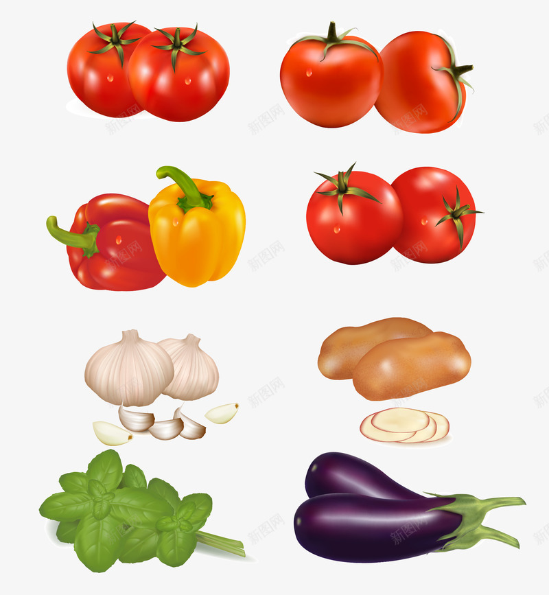 新鲜蔬菜矢量图ai免抠素材_新图网 https://ixintu.com 南瓜 土豆 大蒜 新鲜蔬菜 生物世界 番茄 矢量蔬菜 茄子 菜椒 矢量图