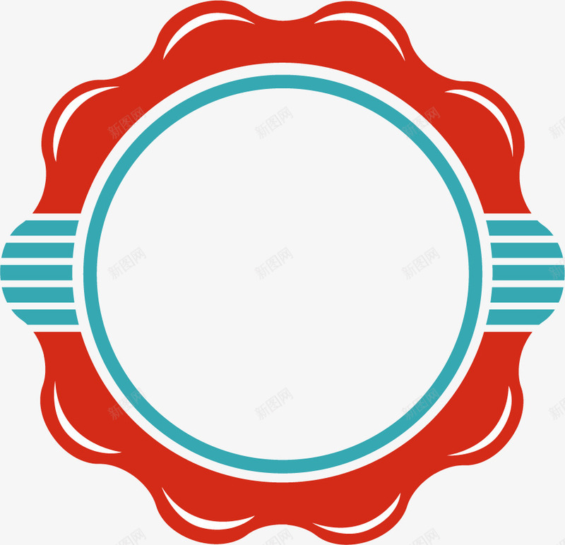 红色圆形标签png免抠素材_新图网 https://ixintu.com 免抠PNG 卡通 女性 波浪纹 简约 花纹边框 边框
