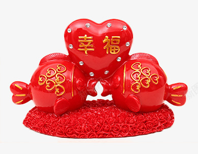 红色喜庆接吻鱼摆件png免抠素材_新图网 https://ixintu.com 创意礼品 喜庆 接吻鱼 摆件 红色 结婚
