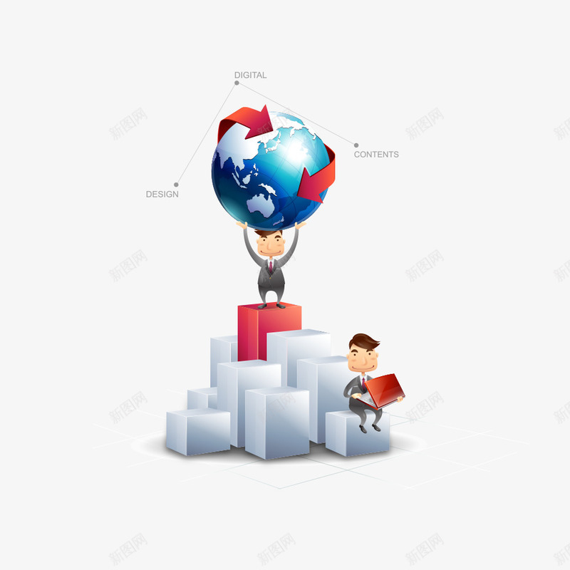 蓝色现代卡通png免抠素材_新图网 https://ixintu.com 人物 办公 商业 商务 地球 照片 现代 蓝色 讲师