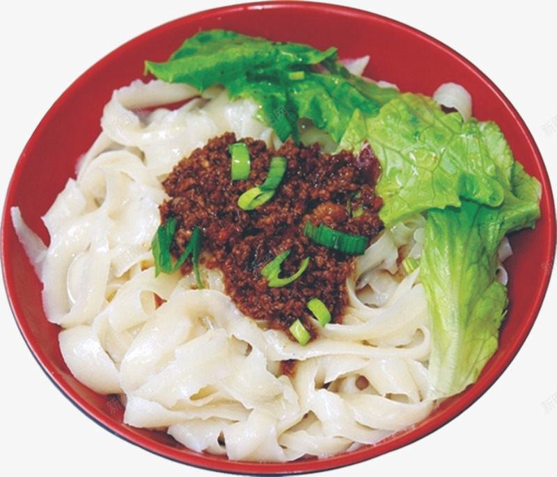 杂酱刀削面png免抠素材_新图网 https://ixintu.com 刀削面 特色美食 肉酱 蔬菜 青菜 餐饮