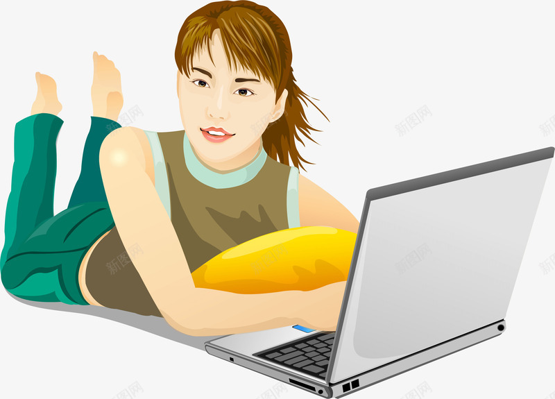 卡通商务人士算账png免抠素材_新图网 https://ixintu.com 办公 卡通手绘 商务 女性 扁平人物 抱枕 笔记本 算账