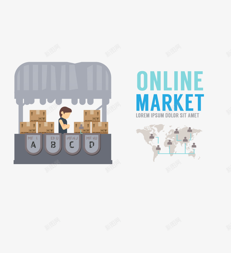创意网络营销商务信息图png免抠素材_新图网 https://ixintu.com 创意 商务 店铺 网络 营销
