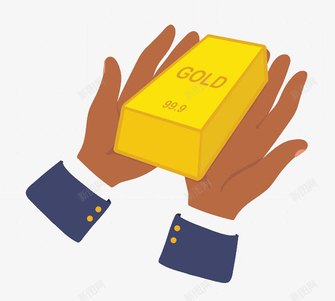 手捧着金砖图png免抠素材_新图网 https://ixintu.com 卡通 手掌 手绘 捧着 金子 金砖 金色 黄金