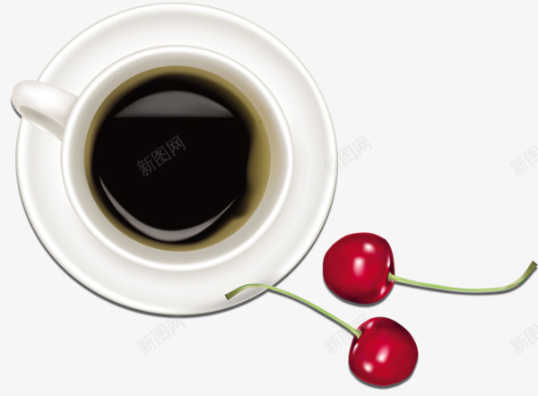 俯瞰咖啡杯樱桃png免抠素材_新图网 https://ixintu.com 俯瞰 咖啡杯 平面 樱桃