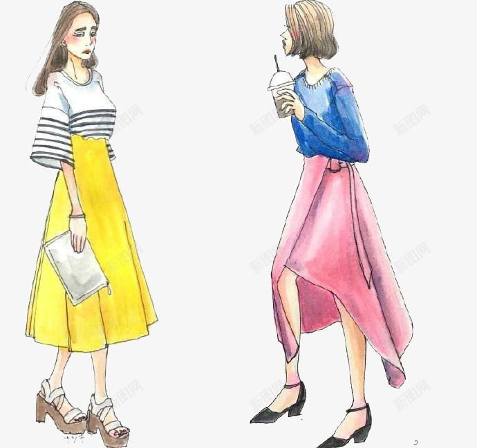 女性时尚穿搭模特png免抠素材_新图网 https://ixintu.com 女性穿搭 女生时尚 手绘平面 时尚穿搭 时装 服装服饰 模特 穿搭艺术