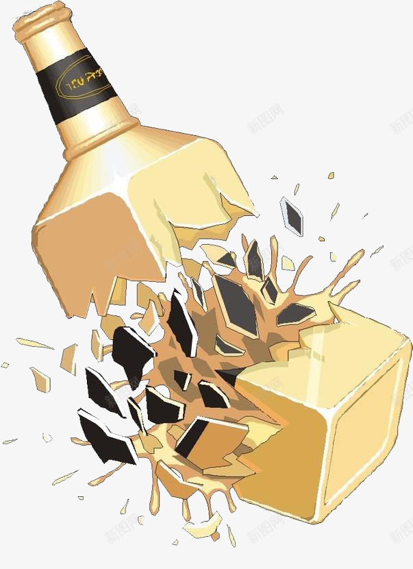 碎掉的酒瓶png免抠素材_新图网 https://ixintu.com 啤酒 啤酒免费 碎掉的啤酒瓶 酒 饮品 饮料
