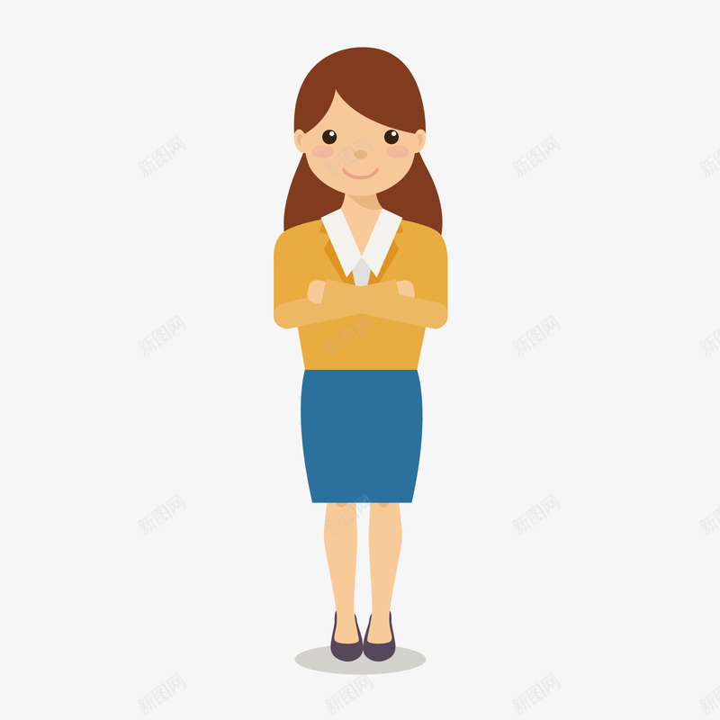 穿着黄色衣服的职场女性png免抠素材_新图网 https://ixintu.com 女性 职场 职场女性 蓝色 黄色 黄色衣服