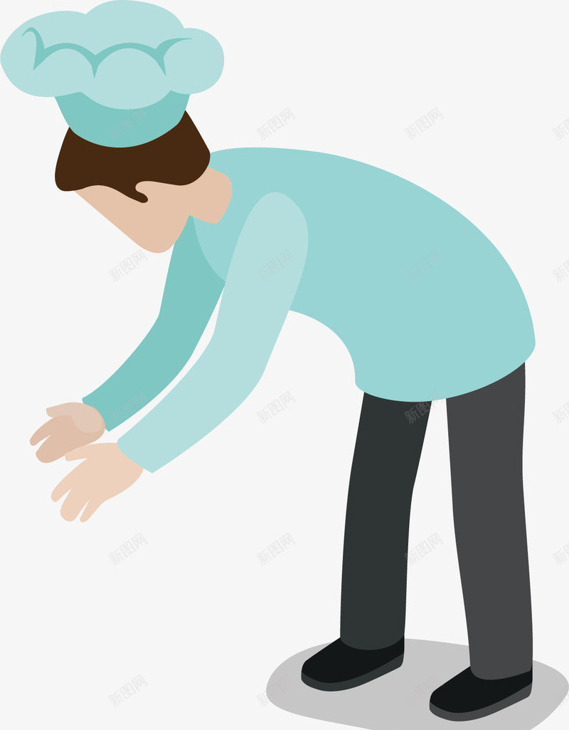 弯腰的男士矢量图ai免抠素材_新图网 https://ixintu.com 卡通手绘 帽子 弯腰 水彩 男士 蓝色衣服 矢量图