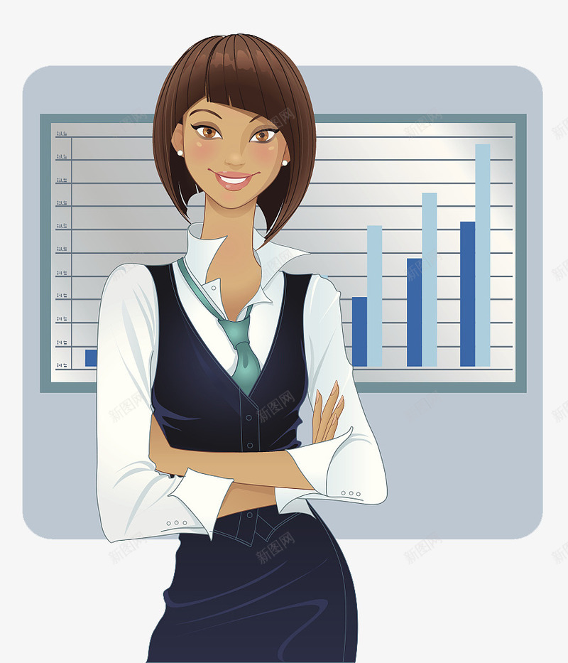 双手抱胸的时髦职业女性png免抠素材_新图网 https://ixintu.com 人物插图 卡通人物 双人抱肩 双手抱胸 数据 时髦 职业女性