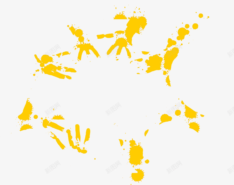 墨迹喷溅png免抠素材_新图网 https://ixintu.com 喷溅 墨迹 手印 黄色