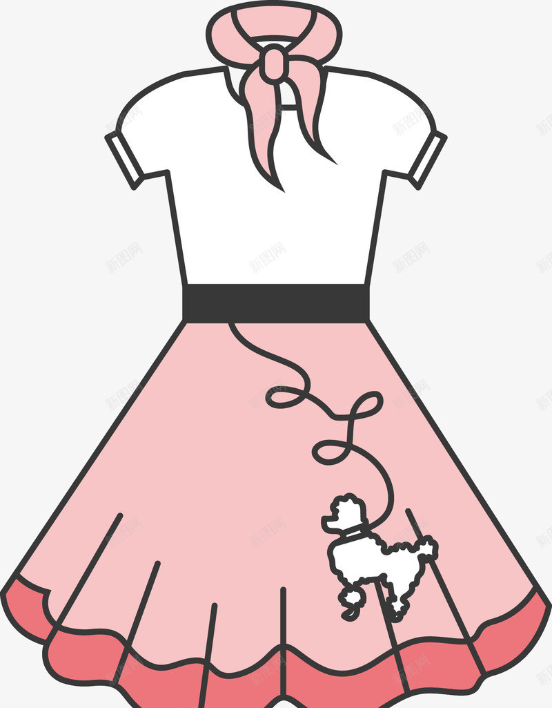 粉色卡通裙子png免抠素材_新图网 https://ixintu.com 女装 服装 服饰 百褶裙 矢量服饰 线条钻石 衣服 衣服褶皱 裙子 裙底 褶皱服装