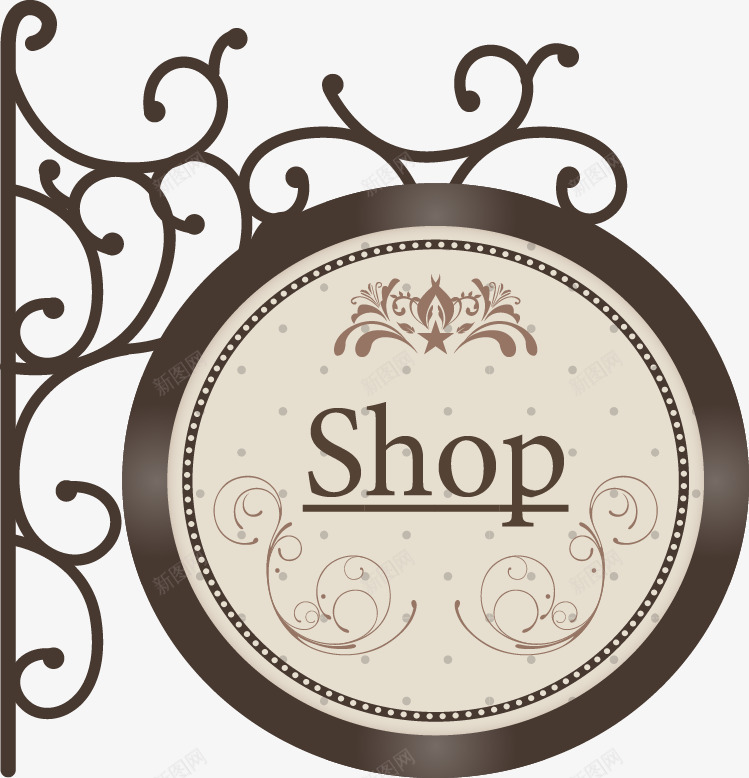 店铺挂牌装饰矢量图ai免抠素材_新图网 https://ixintu.com 店铺 挂牌 植物 欧式 欧式花纹 装饰 矢量图