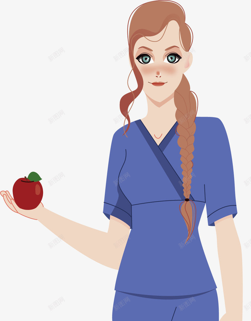 拿着苹果的女护士png免抠素材_新图网 https://ixintu.com 医生助理 医疗行业 女护士 护士 拿苹果 矢量png