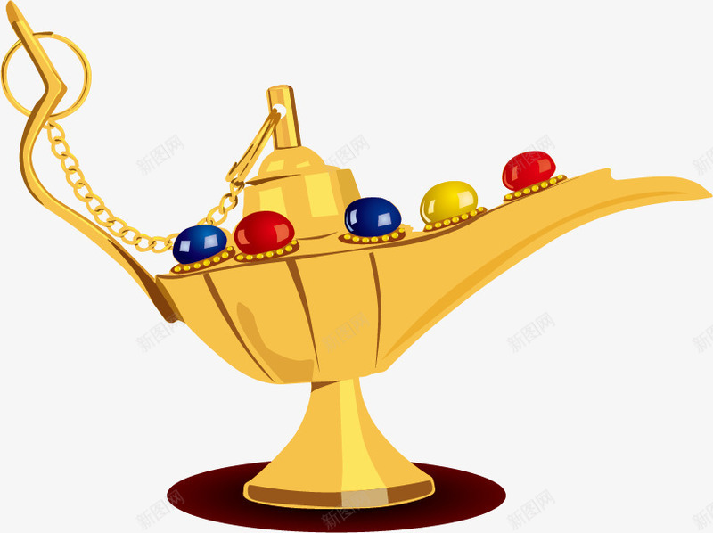 神灯png免抠素材_新图网 https://ixintu.com 灯 灯神 许愿神灯 镶钻 黄金壶