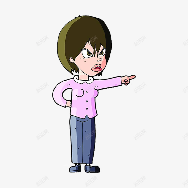 动画女人插图png免抠素材_新图网 https://ixintu.com 叱责 女人 彩色衣服 怒吼 愤怒 指着人骂 指责 责备 责怪 责问
