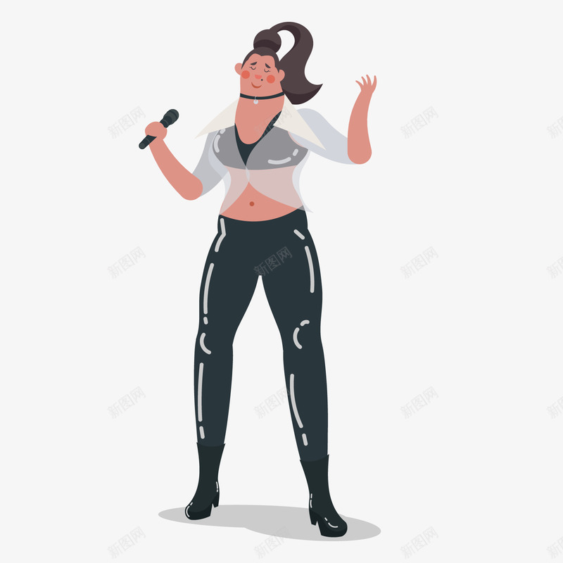唱摇滚的女歌手矢量图ai免抠素材_新图网 https://ixintu.com PNG免抠图下载 乐队 卡通 女性 歌手 装饰 矢量图