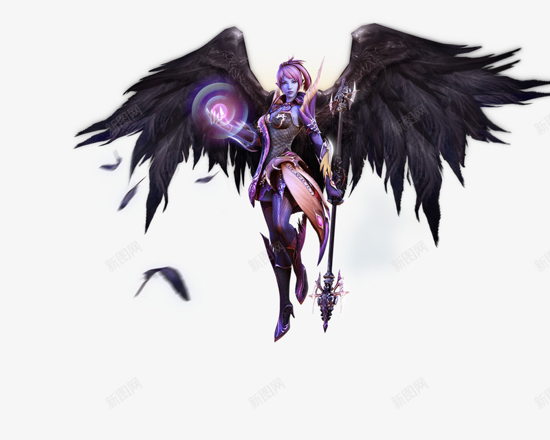 黑色翅膀天使少女png免抠素材_新图网 https://ixintu.com 天使 少女 翅膀 黑色