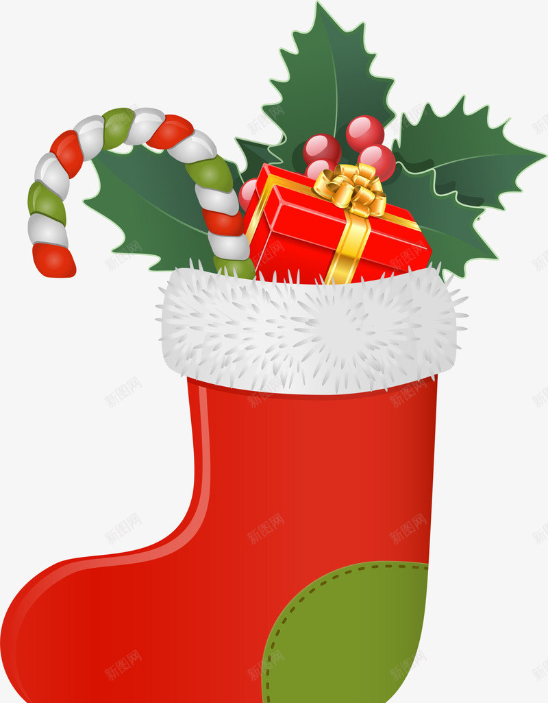 圣诞节红色圣诞袜png免抠素材_新图网 https://ixintu.com Christma Christmas Merry 圣诞礼物 圣诞节 圣诞袜 拐杖糖果 袜子 装饰图案