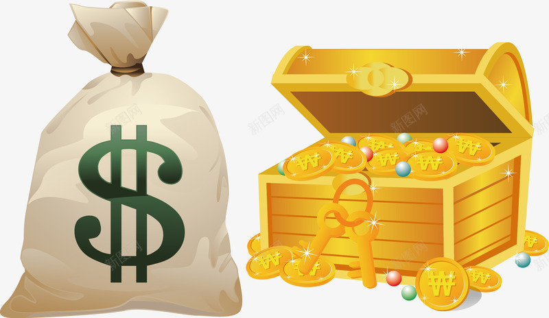 钱袋和钱箱png免抠素材_新图网 https://ixintu.com 存钱箱 木制箱子 游戏宝箱 金币 金币宝箱 金币箱 金色宝箱 金袋子 钱箱 钱箱免抠素材 钱袋 黄金 黄金宝箱