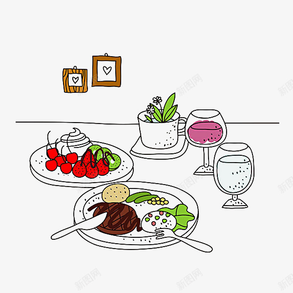 水果和甜品插画png免抠素材_新图网 https://ixintu.com 插画 植物 樱桃 水果 甜品 饮料 饼干