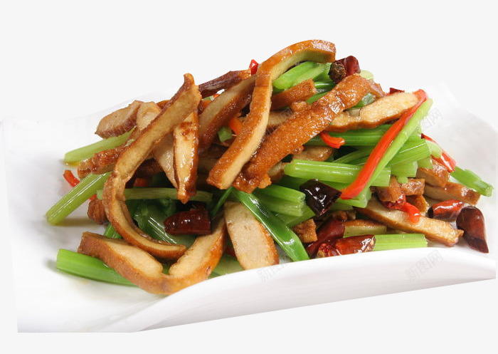 豆干炒香芹png免抠素材_新图网 https://ixintu.com 产品实物 炒菜 美味 蔬菜 豆干 香芹美食
