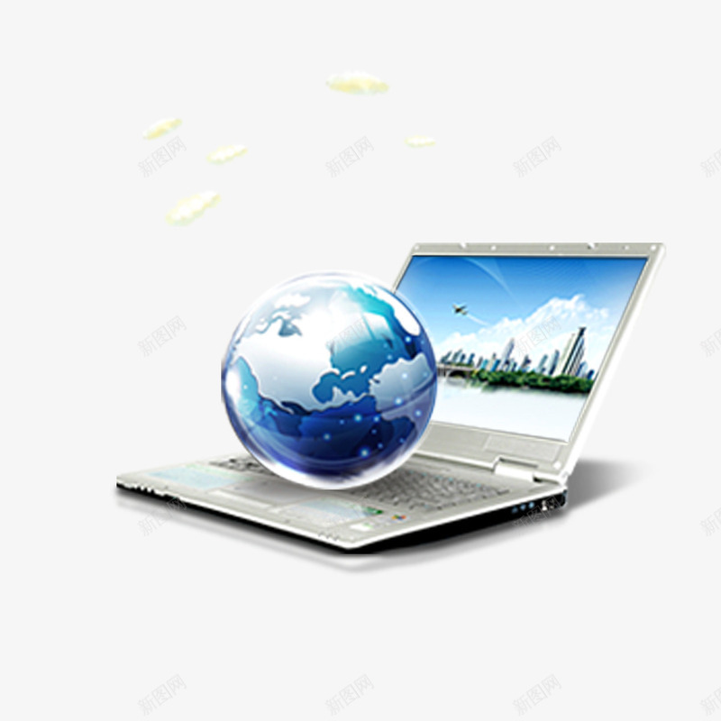 电脑上的地球psd免抠素材_新图网 https://ixintu.com 地球 彩色 环保 电脑 科技 笔记本 装饰