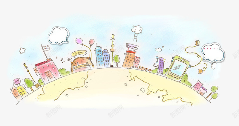 美丽城市psd免抠素材_新图网 https://ixintu.com 半边地球 地球 城市 美丽城市