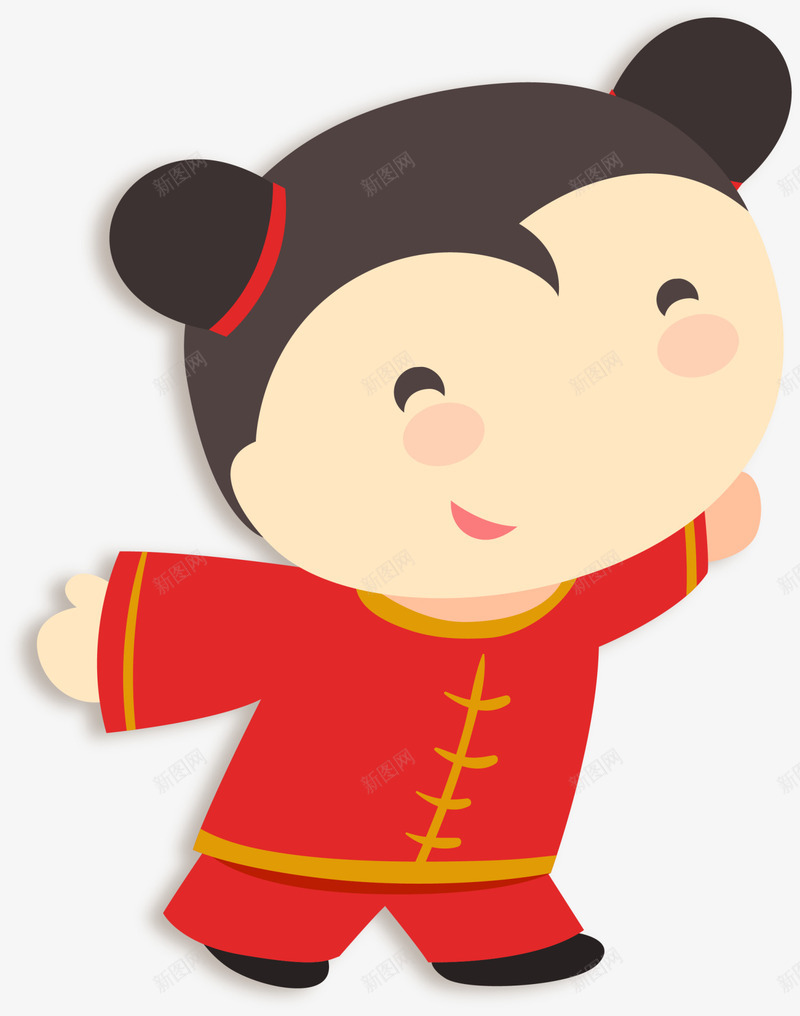 新年打扮卡通小朋友png免抠素材_新图网 https://ixintu.com 中国风 卡通小朋友 开心 新年打扮 欢乐奔跑 红色衣服