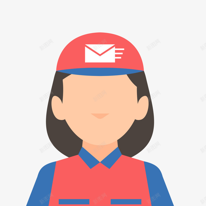 创意无表情职业女子头像矢量图ai免抠素材_新图网 https://ixintu.com 人物设计 头像设计 女性人物 扁平化 无表情 邮递员 矢量图