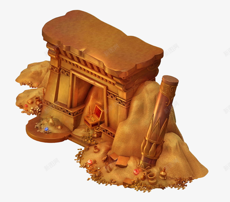 宝藏宝箱金币黄金宝物金色沙png免抠素材_新图网 https://ixintu.com 宝物 宝箱 宝藏 插画 立体 金币 金色沙 黄金