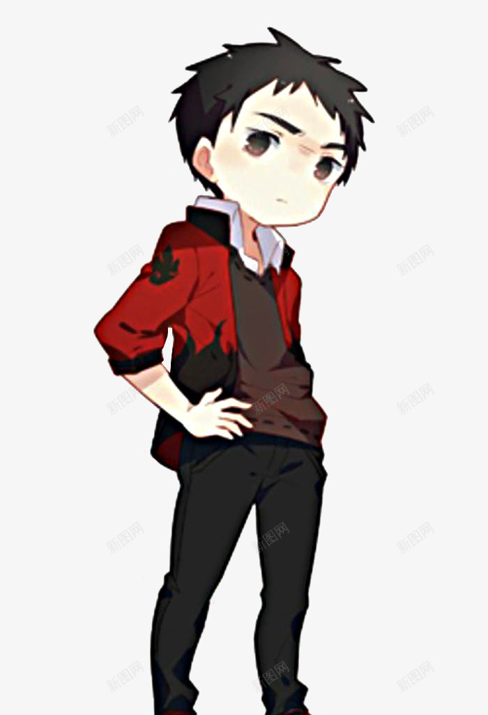 英俊的小男孩png免抠素材_新图网 https://ixintu.com 人物 卡通 小男孩 帅气 红衣服