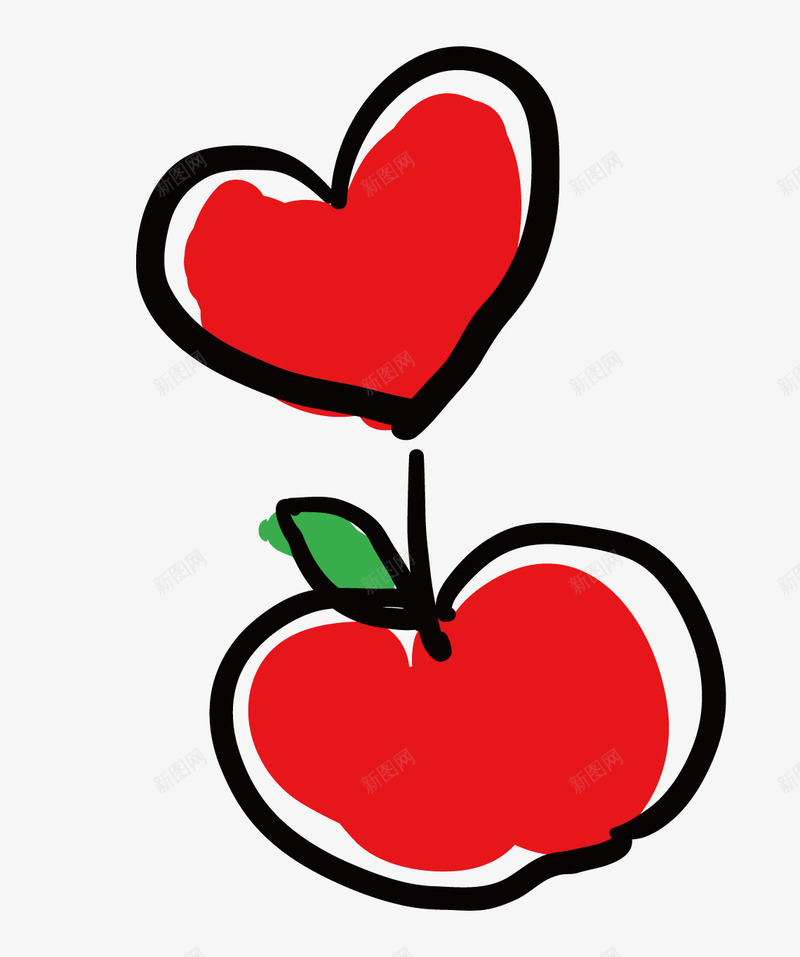 红色苹果png免抠素材_新图网 https://ixintu.com 卡通手绘 简笔画 红心 红色 红色的苹果 苹果