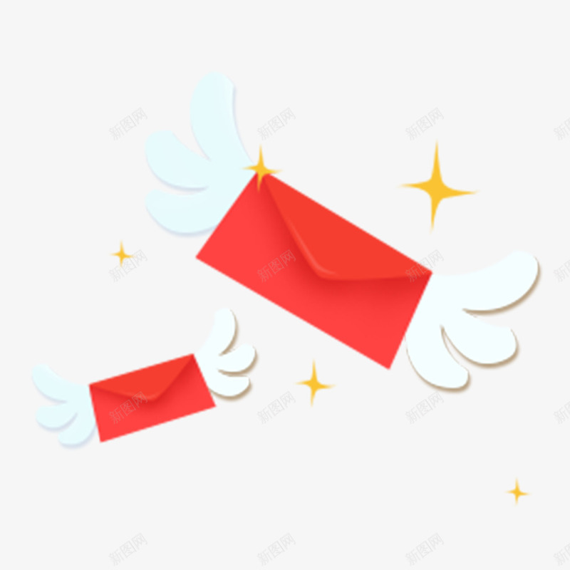 带翅膀的红包psd免抠素材_新图网 https://ixintu.com 免费 红包 节日
